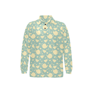 Tea pots Pattern Print Design 02 Men's Long Sleeve Polo Shirt
