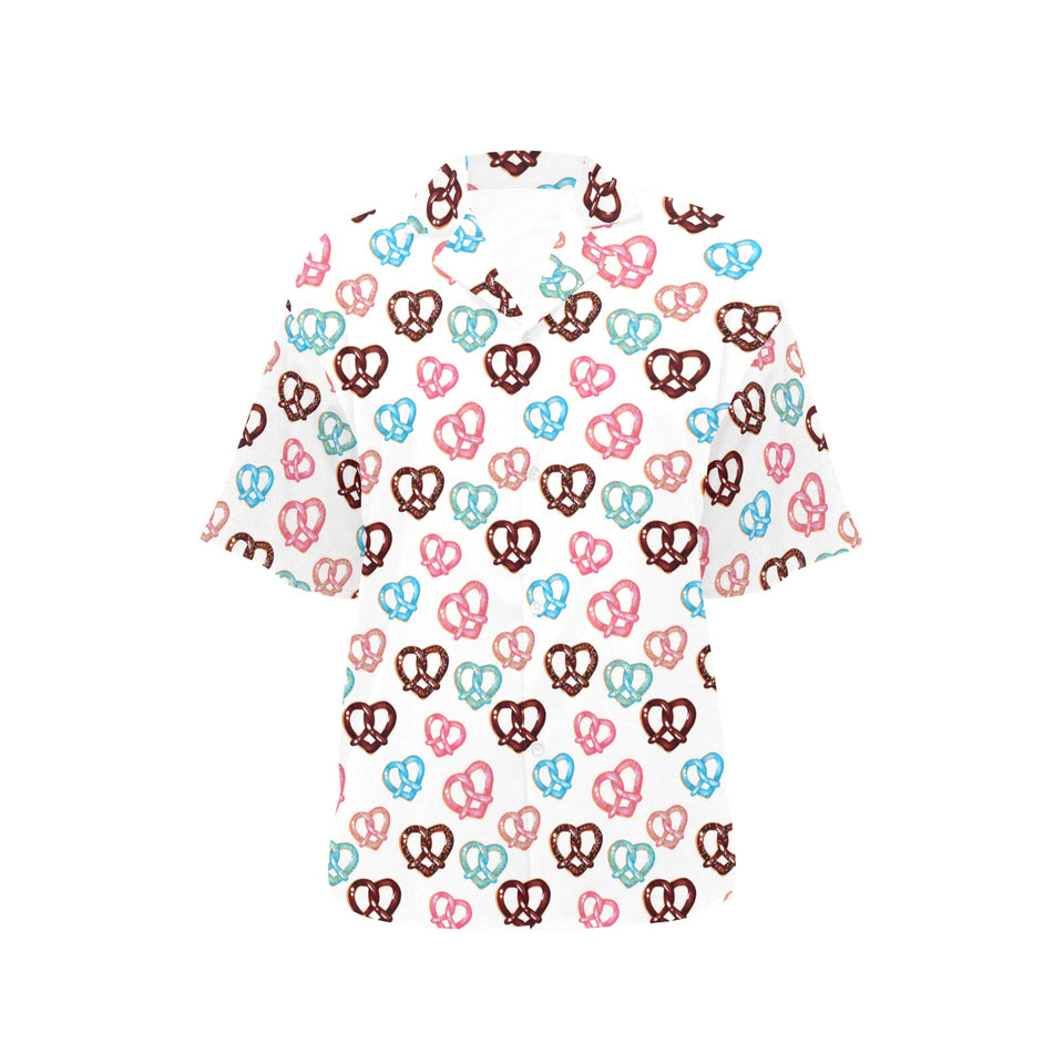 Pretzels Pattern Print Design 04 Women's All Over Print Hawaiian Shirt