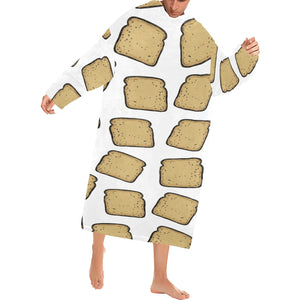 Bread Toast Pattern Print Design 03 Blanket Robe with Sleeves