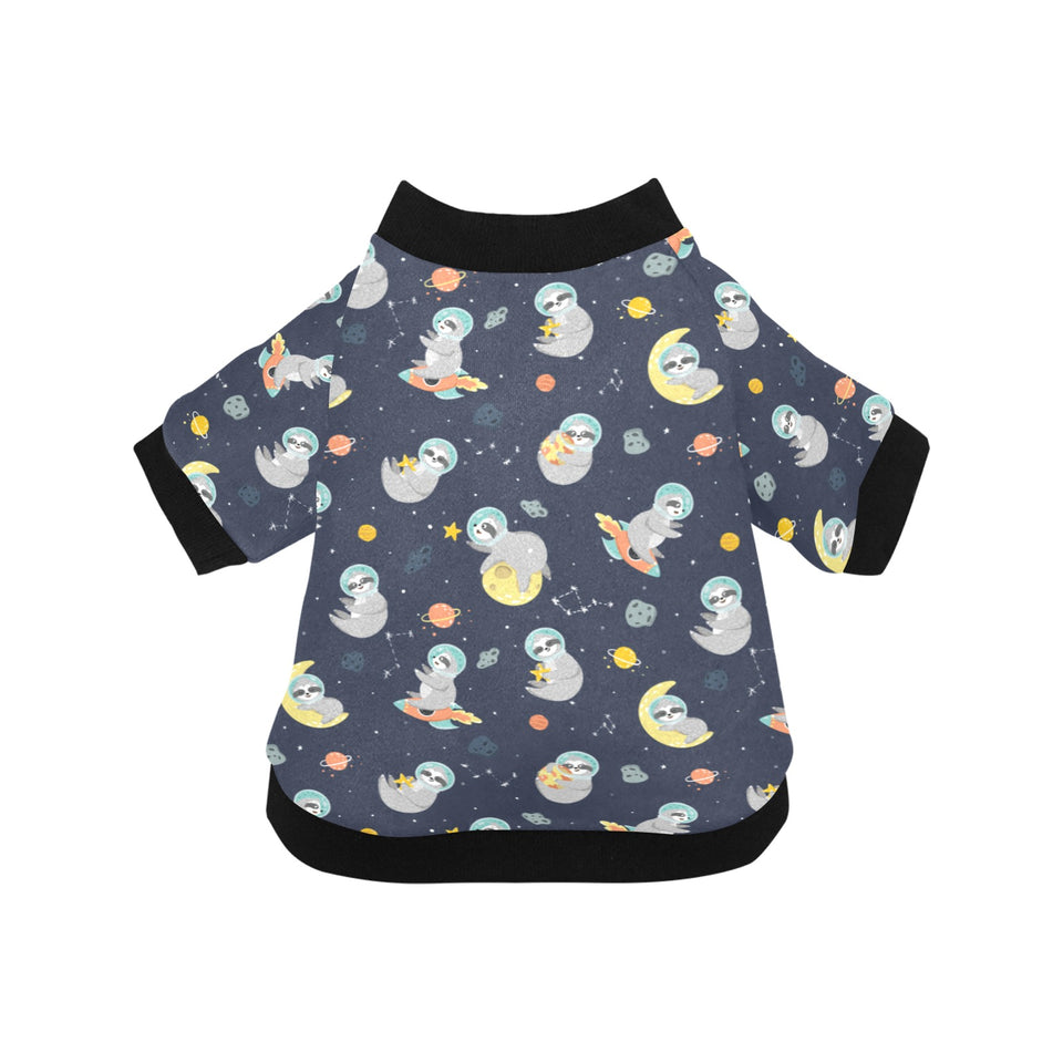 Cute sloth astronaut star planet rocket pattern All Over Print Pet Dog Round Neck Fuzzy Shirt