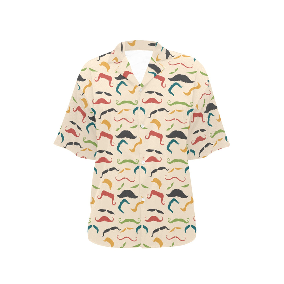 Mustache Beard Pattern Print Design 03 Women's All Over Print Hawaiian Shirt