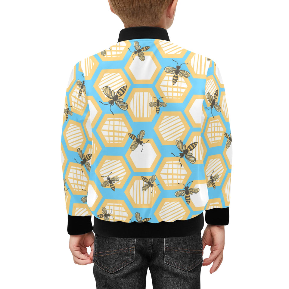 Bee honeycomb pattern Kids' Boys' Girls' Bomber Jacket