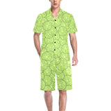 Slices of Lime pattern Men's V-Neck Short Pajama Set