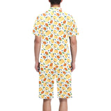 Pancake Pattern Print Design 02 Men's V-Neck Short Pajama Set