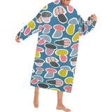 Colorful mushroom design pattern Blanket Robe with Sleeves