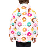 Donut pattern glaze pink background Kids' Boys' Girls' Padded Hooded Jacket
