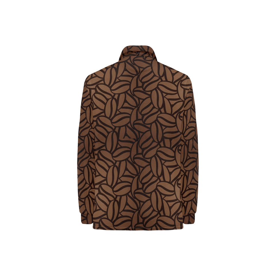 coffee bean pattern Women's Long Sleeve Polo Shirt