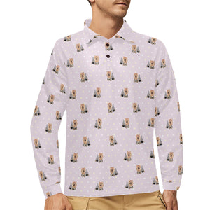Yorkshire Terrier Pattern Print Design 02 Men's Long Sleeve Polo Shirt