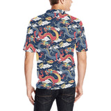 Blue red dragon cloud pattern Men's All Over Print Polo Shirt