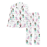 cute mermaid dolphin fish starfish pattern Women's Long Pajama Set