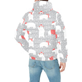 Cute polar bear christmas snow pattern Men's Padded Hooded Jacket