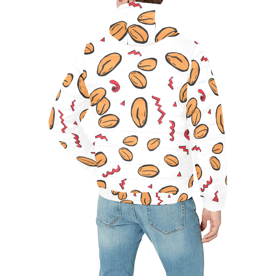 peanuts pattern background Men's Padded Hooded Jacket
