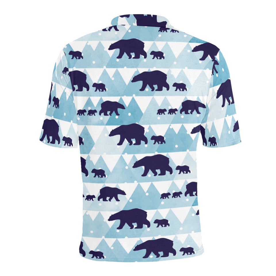 polar bear winter snow pattern Men's All Over Print Polo Shirt