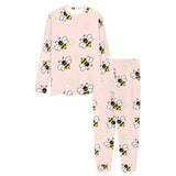 Cute bee flower pattern pink background Women's All Over Print Pajama Set
