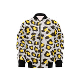 Gray Leopard print pattern Kids' Boys' Girls' Bomber Jacket