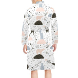 Polar bears star poka dot pattern Men's Long Sleeve Belted Night Robe