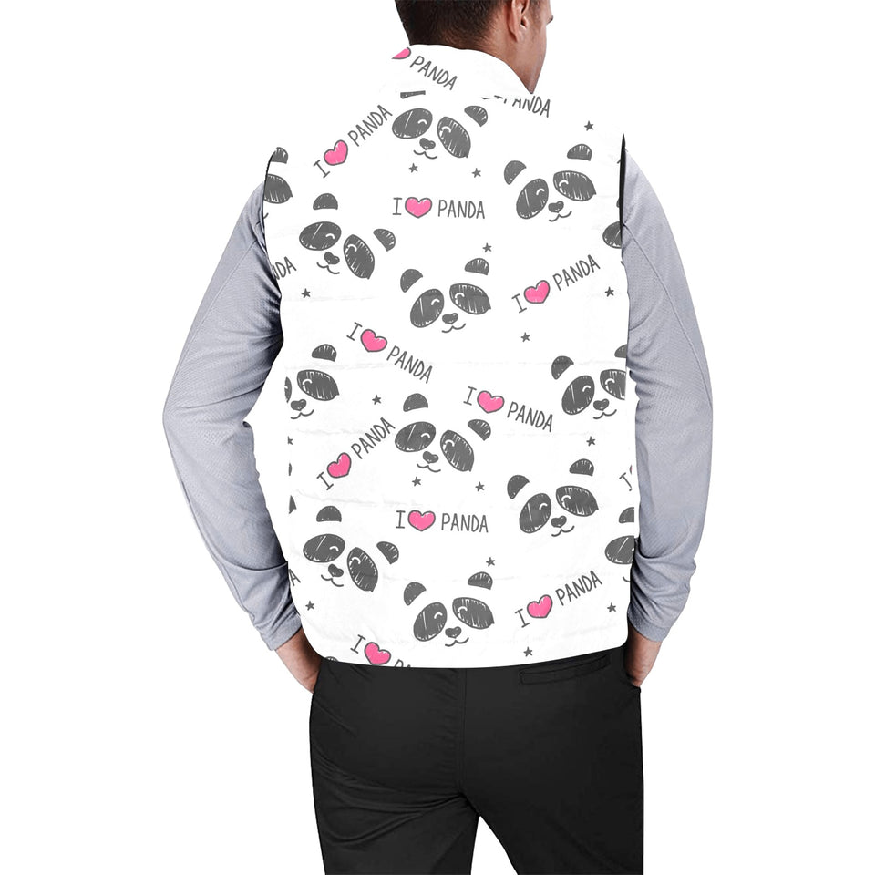 Hand Drawn faces of pandas pattern Men's Padded Vest