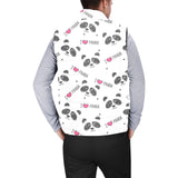 Hand Drawn faces of pandas pattern Men's Padded Vest
