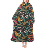 Colorful snake plant pattern Blanket Robe with Sleeves