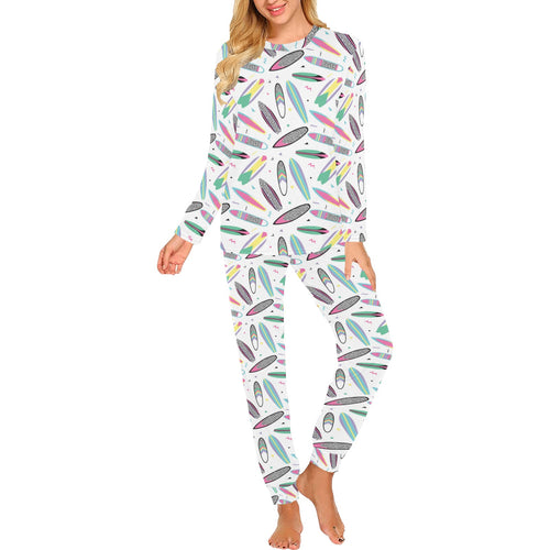 Surfboard Pattern Print Design 04 Women's All Over Print Pajama Set