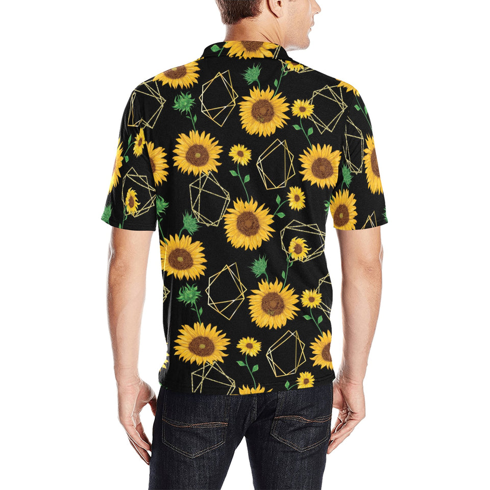 sunflower golden polygonal shapes Men's All Over Print Polo Shirt