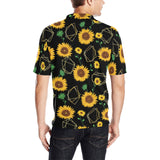 sunflower golden polygonal shapes Men's All Over Print Polo Shirt