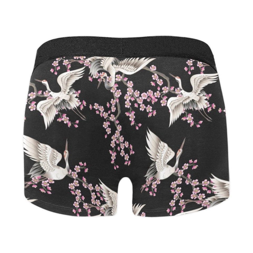 Japanese crane pink sakura pattern Men's All Over Print Boxer Briefs Men's Underwear