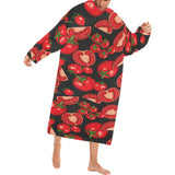 Tomato black background Blanket Robe with Sleeves