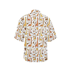 Giraffe Pattern Print Design 04 Women's All Over Print Hawaiian Shirt