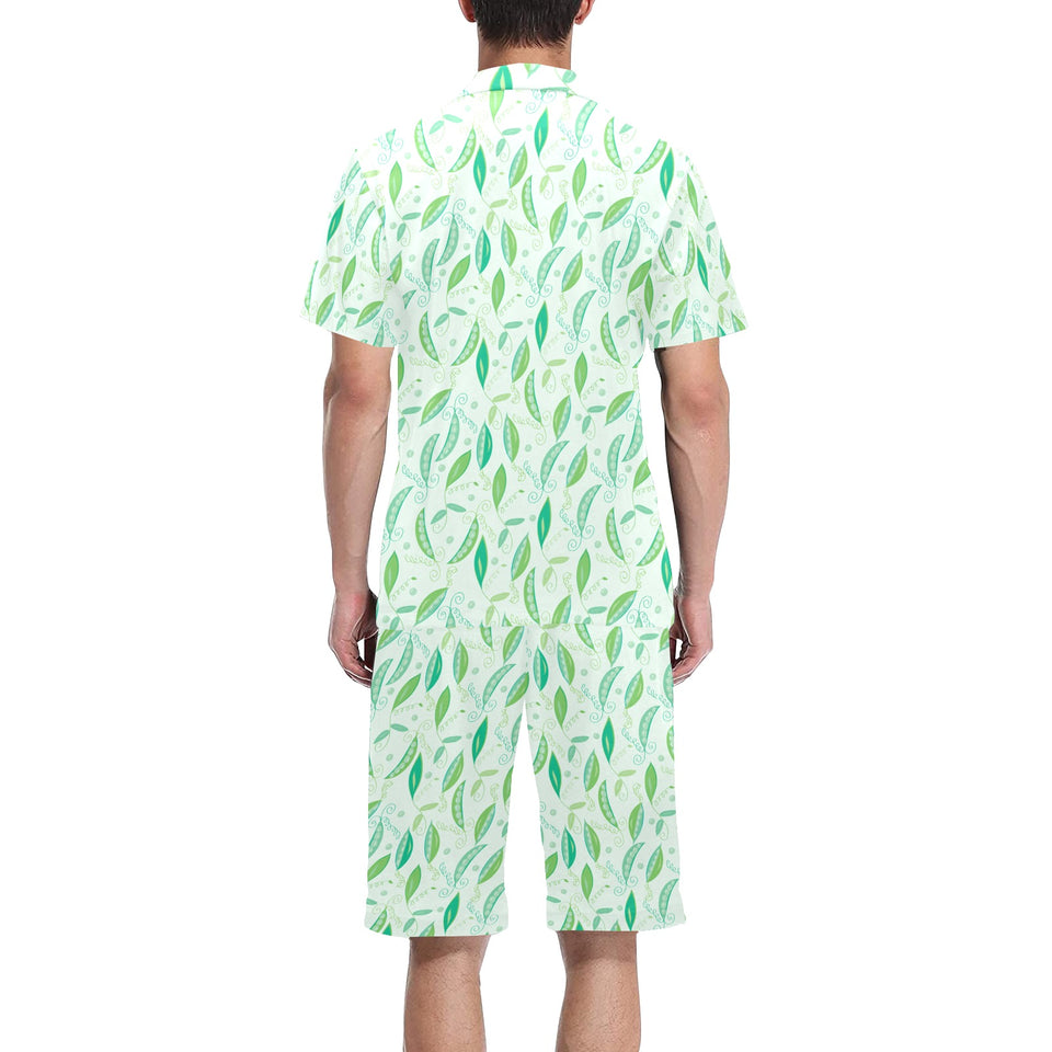 Green Peas Pattern Print Design 01 Men's V-Neck Short Pajama Set