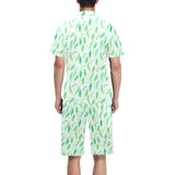 Green Peas Pattern Print Design 01 Men's V-Neck Short Pajama Set