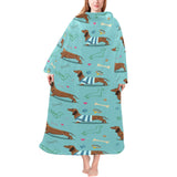 Dachshund decorative background Blanket Robe with Sleeves