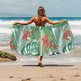heliconia palm and monstera leaves pattern Beach Towel