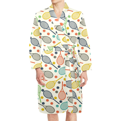 Tennis Pattern Print Design 03 Men's Long Sleeve Belted Night Robe
