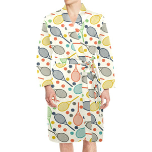 Tennis Pattern Print Design 03 Men's Long Sleeve Belted Night Robe