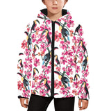 Toucan flower design pattern Kids' Boys' Girls' Padded Hooded Jacket