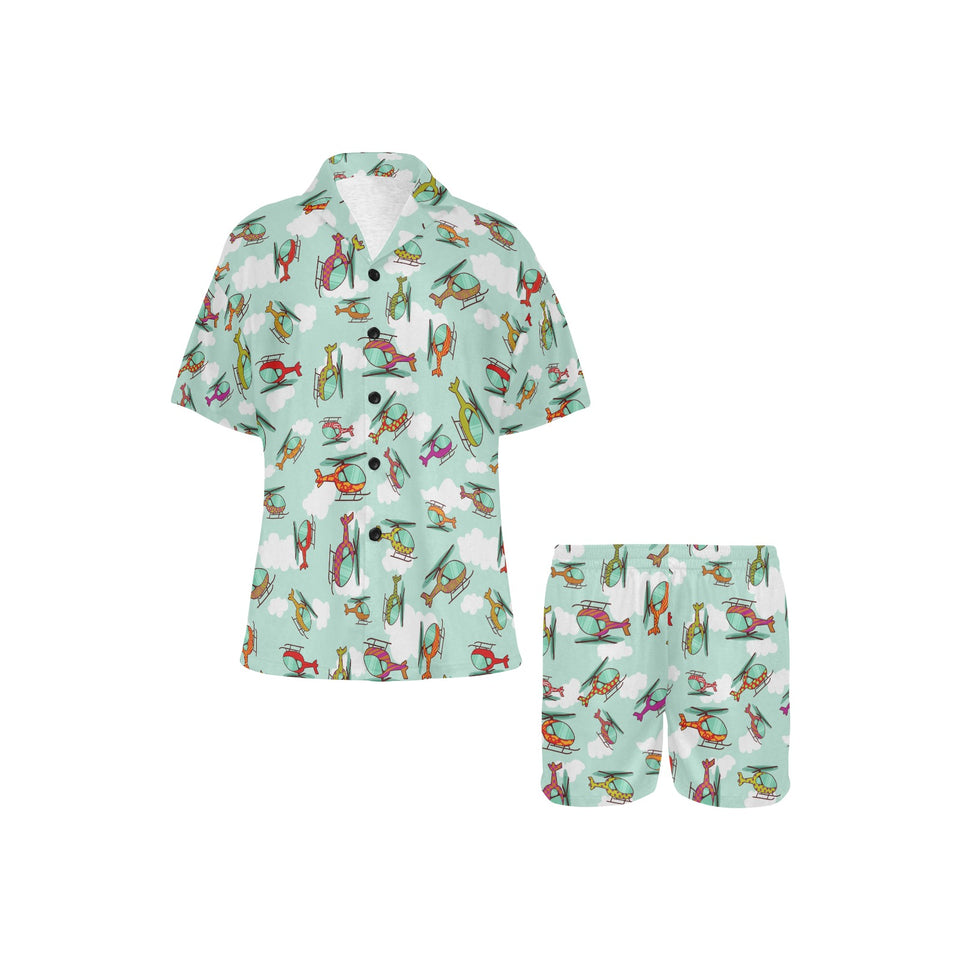 Helicopter design pattern Women's V-Neck Short Pajama Set