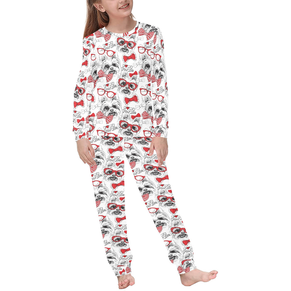 Yorkshire Terrier Pattern Print Design 04 Kids' Boys' Girls' All Over Print Pajama Set