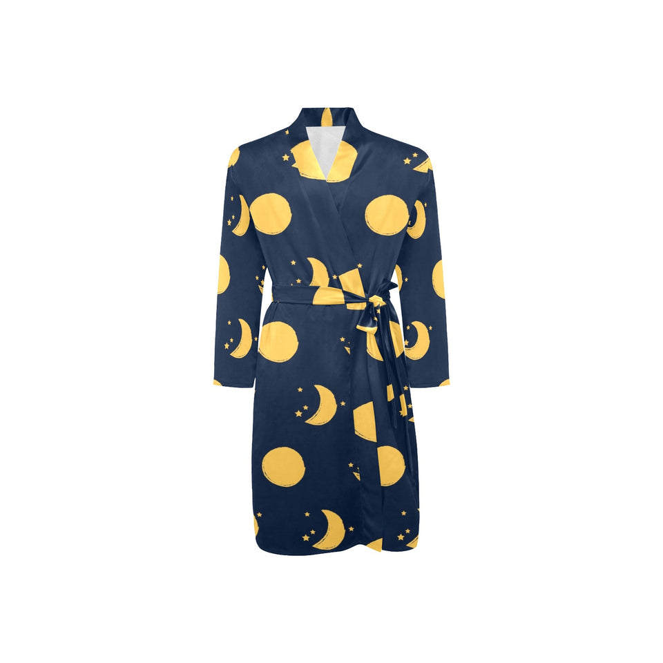 Moon star pattern Men's Long Sleeve Belted Night Robe