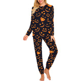 Halloween pattern Pumpkin background Women's All Over Print Pajama Set
