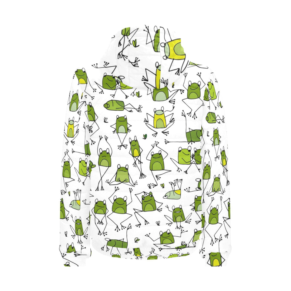 Sketch funny frog pattern Men's Padded Hooded Jacket