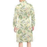 Hand drawn sea turtle fish pattern Men's Long Sleeve Belted Night Robe