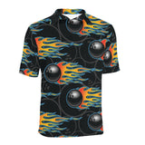 Bowling balls flame pattern Men's All Over Print Polo Shirt