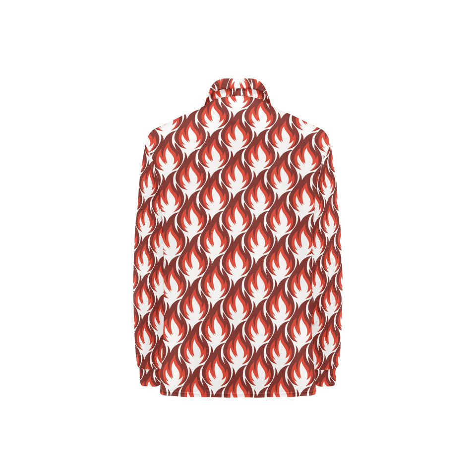 Fire flame symbol design pattern Women's Long Sleeve Polo Shirt