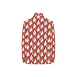 Fire flame symbol design pattern Women's Long Sleeve Polo Shirt