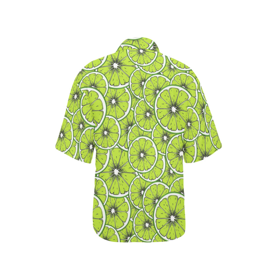 Slices of Lime design pattern Women's All Over Print Hawaiian Shirt