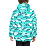 Dolphin sea pattern Kids' Boys' Girls' Padded Hooded Jacket