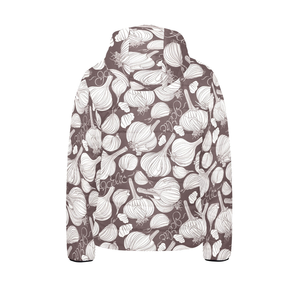 Garlic bulb dark background Kids' Boys' Girls' Padded Hooded Jacket