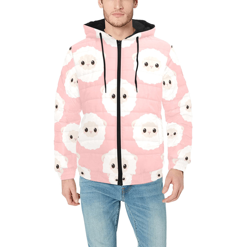Cute sheep pattern Men's Padded Hooded Jacket