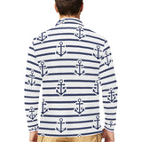 Anchor rope nautical pattern Men's Long Sleeve Polo Shirt